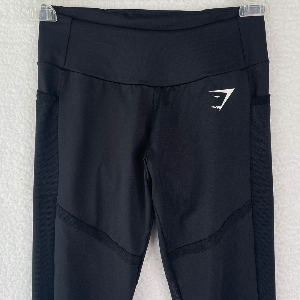 Gymshark Dry Black High Waisted Mesh Panel Leggings with Pockets Womens XS
